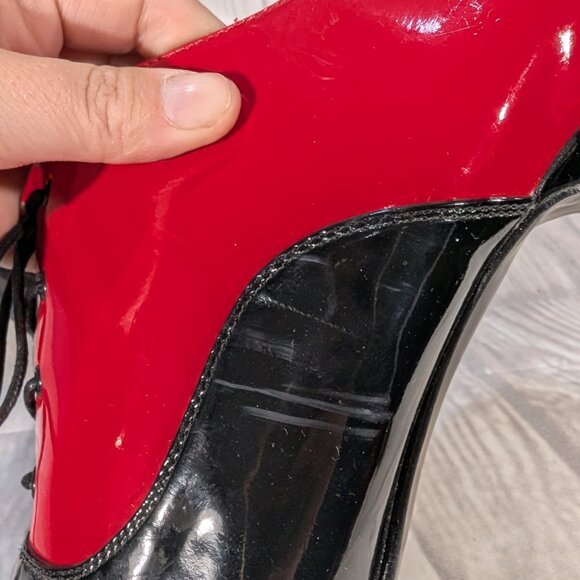 Pleaser Women's Black-Red Seduce-460 Oxford Lace Up Heeled Pump Size 15 - Picture 8 of 11